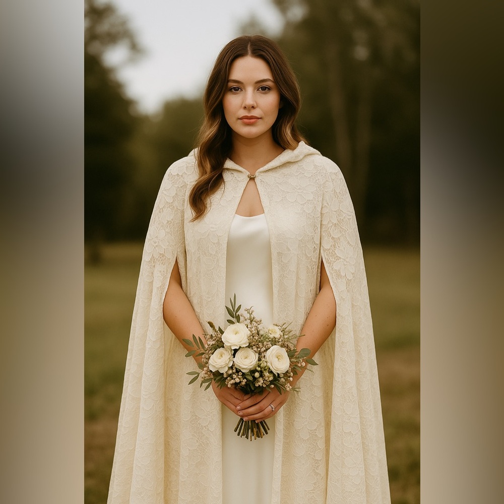 Vintage Cream Lace Bridal Cape